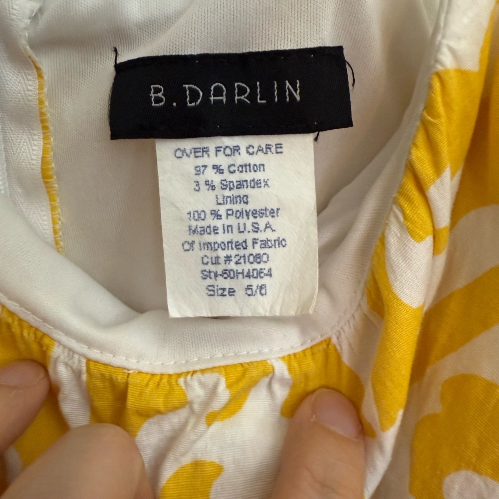 {B. darlin}-Size 5/6-Yellow and White Patterned Dress - Picture 3 of 6